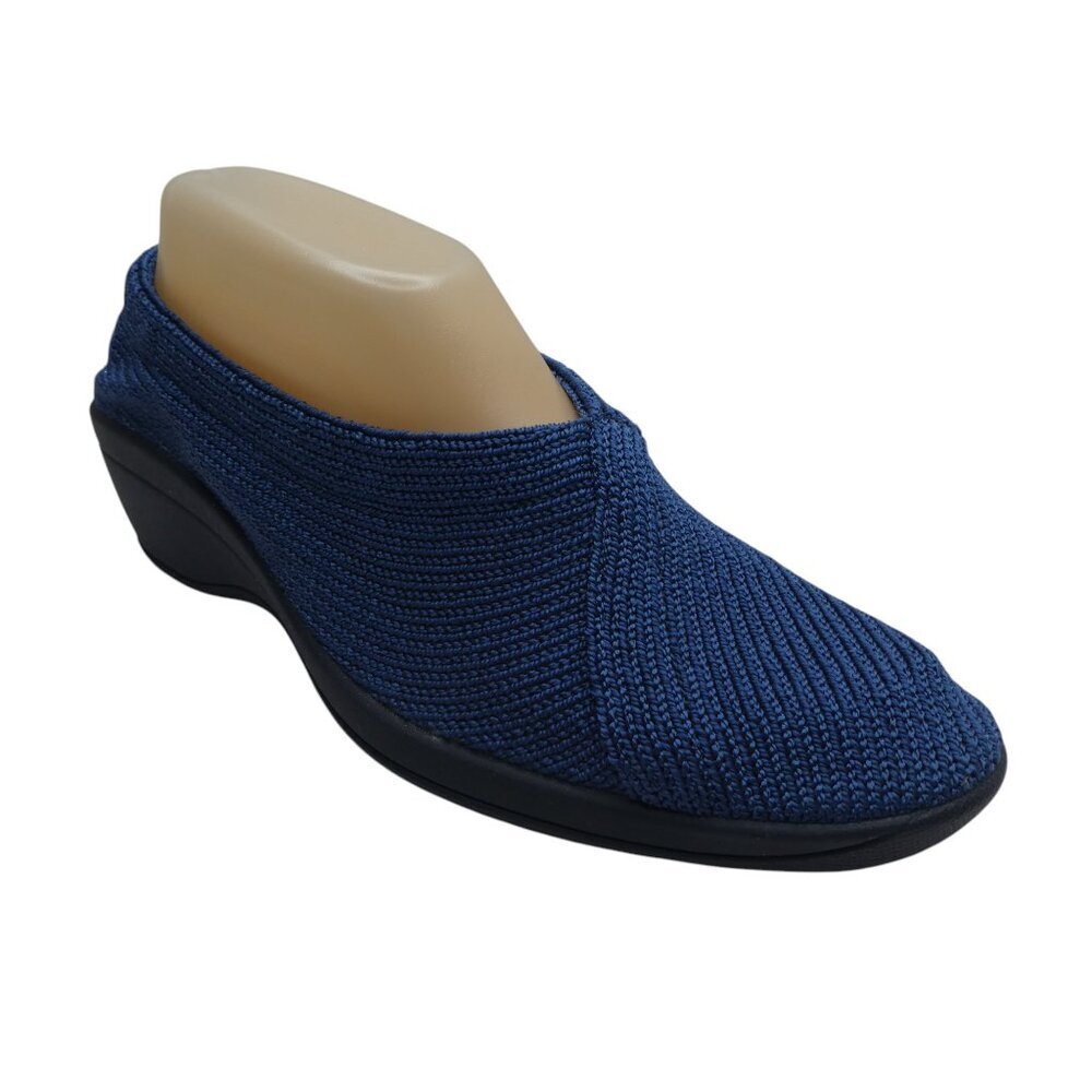 Arcopedico Mailu Blue Knit Crossover Wedge Slip On Shoes Womens 39 US 8-8.5